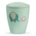 Biodegradable Cremation Ashes Urn (Infant / Child / Boy / Girl) – Mint Green with Illustrated Elephants